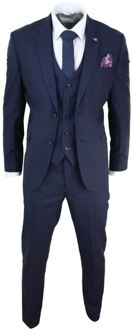Heren 3-delig marineblauw op maat gemaakt retro klassiek pak Navy - 36 (Borst)
