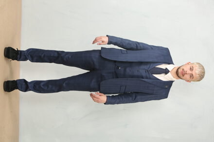 Heren 3-delig Prince Of Wales Blauwe Pak Werkoutfit - 46" (Chest) 40" (Waist)