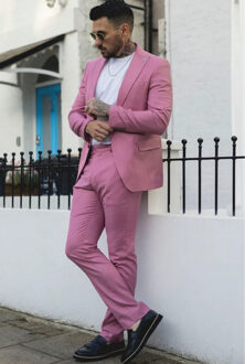 Heren 3-delig Roze Tailored Fit Feestpak Race Day - 50" (Chest) 44" (Waist)