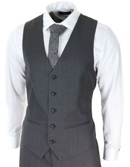 Heren 3-delige Charcoal Grijze Klassieke Stitch Retro Pak Houtskool