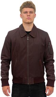 Heren A2 koeienhuid lederen bomberjack-Oslo - maat XS Bourgogne