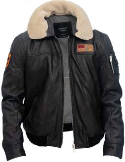 Heren Amerikaans leren bomberjack-Arizona Zwart - 3XL