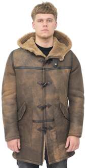 Heren antieke schapenvacht duffeljas-Arona Bruin - 3XL