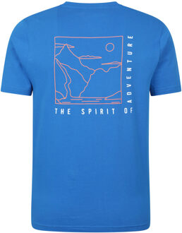 Heren Avontuur Begint Lijn Kunst Katoenen T-Shirt (Kobaltblauw)