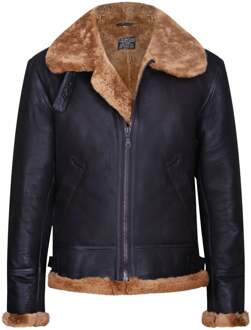 Heren B3 Aviator echt schapenvachtleer vliegend jack-Oxford Bruin