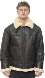 Heren B3 Shearling schapenvacht pilotenjack-Gloucester - maat M Bruin