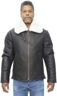 Heren B3 WW2 lederen schapenvacht vlieger vliegende jas-Charleston - maat XL Bruin