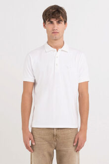 Heren Basic Logo Polo Shirt Replay , White , Heren - M,S