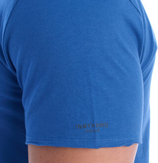 Heren Basis Katoenen T-shirt met Korte Mouwen HS24MTS03 - maat M Blauw