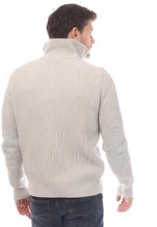 Heren Belstaff Katoen Wol Rib Stanley Quarter Zip Trui in Wit - maat