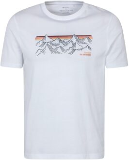 Heren Berg Strepen T-Shirt (Wit) - maat