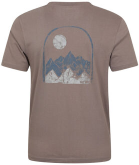 Heren Bergtoppen T-Shirt (Donker Beige) - XS
