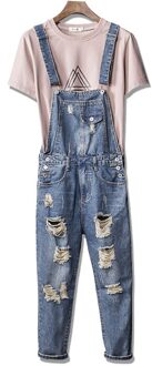 Heren Blauw Denim Bib Overalls Enkel Broek Slanke Casual Mode Pocket Jumpsuits Ripped Jeans Voor Man Plus Size s-3XL 4XL 5XL Xxl