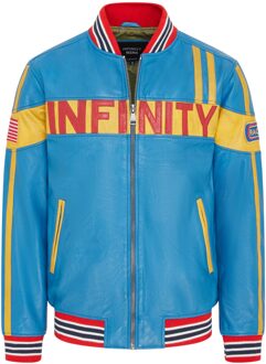 Heren blauw Italiaans leren baanrace bomberjack - Circuit - maat L