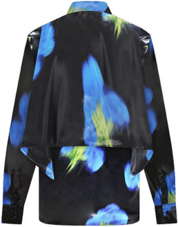 Heren blurred flower shirt Zwart - L