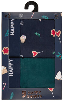 Heren boxershorts kerst 2-pack donkerblauw/groen Veelkleurig - M