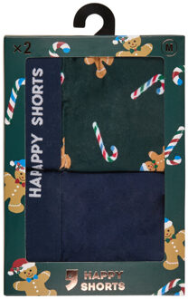 Heren boxershorts kerst 2-pack groen/donkerblauw Veelkleurig - L