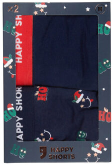 Heren boxershorts kerst print 2-pack hohoho Blauw - XXL