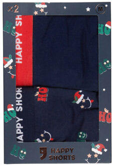 Heren boxershorts kerst print 2-pack hohoho - maat XL Blauw