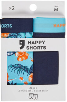 Heren boxershorts met lange pijpen boxer briefs flower print 2-pack - maat M Veelkleurig