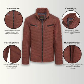 Heren bruin gewatteerd gewatteerd leren bomberjack - Torpoint - 4XL