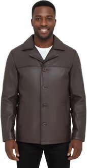 Heren bruin Italiaans leren blazerjack met 4 knopen - Gladstone - 4XL