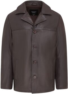 Heren bruin Italiaans leren blazerjack met 4 knopen - Loxton - maat 3XL