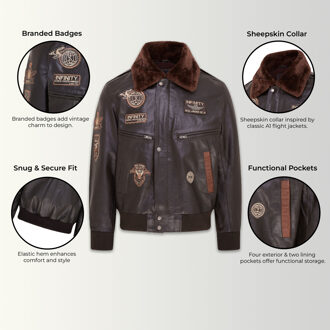 Heren bruin lederen US Air Force bomberjack-Lieksa - maat 3XL