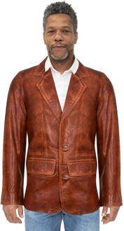 Heren bruin leren blazerjack-Santiago - maat 3XL