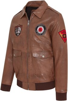 Heren bruin leren bomberjack G-1 Aviator kraag - Maverick - maat 2XL