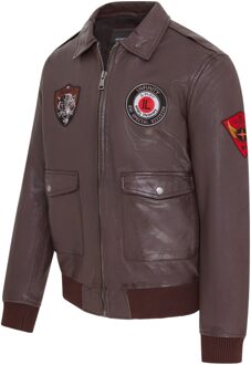 Heren bruin leren bomberjack G-1 Aviator kraag - Maverick - maat 3XL