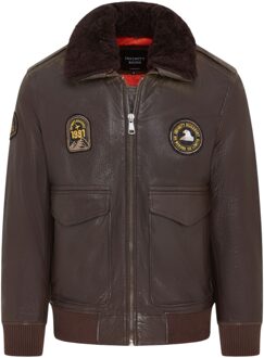 Heren bruin leren bomberjack met schapenvachtkraag G-1 pilotenjack - Lineair - maat 2XL