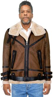 Heren bruin vintage pilot B3 schapenvacht jas- KNOXVILLE - maat S