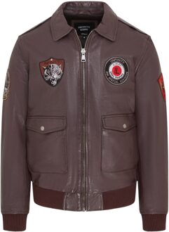 Heren bruin vliegend leren bomberjack G-1 Aviator kraag - Hudson - XS