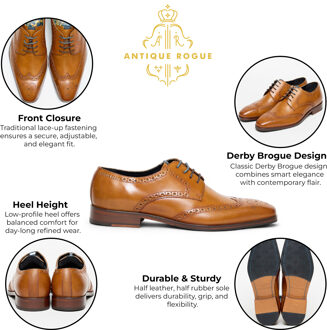 Heren Bruine Leren Oxford Derby Brogue - Luca - EU 45