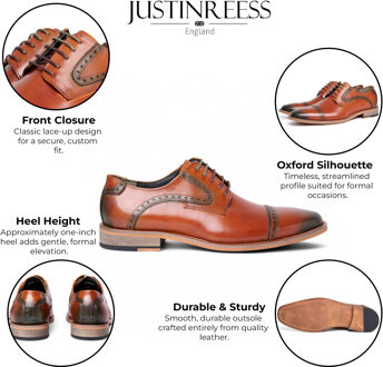 Heren Bruine Leren Veterschoenen Oxford - Jenson