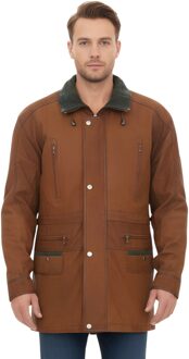 Heren bruine nubuck leren parka jas - Gatton - 2XL
