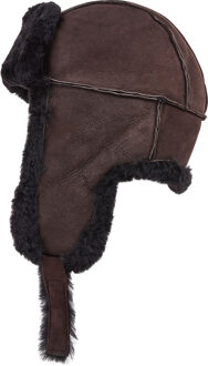 Heren Bruine RAF Aviator Suède Schapenvacht B-55 Trapper Hoed Winter Warme Leren Navigator Hoed