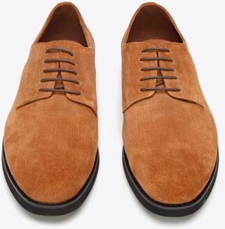 Heren Bruine Suède Derby Schoenen met Embossing - maat