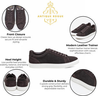 Heren Bruine Suède Leren Trainersneakers - Gibbs - maat EU 45 Donker Bruin