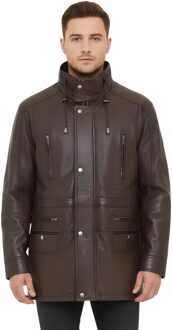 Heren bruine zachte Italiaanse leren parka jas-Gatton - XS
