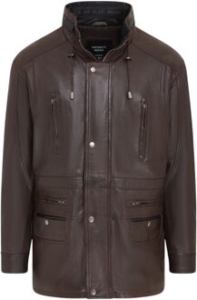 Heren bruine zachte Italiaanse leren parka jas - Winnipeg - M