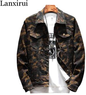 Heren Camouflage Denim Jasje Jas Mannelijke Uitloper Jaqueta Masculino Jeans Jas en Jassen Herfst Kleding