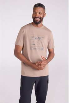 Heren Camping Schets Organisch T-Shirt (Bruin) - maat M