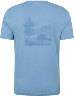 Heren Camping Sketch T-Shirt (Blauw)