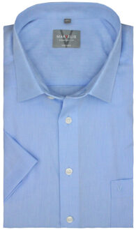 Heren chambray comfort overhemd met korte mouwen Blauw - 42