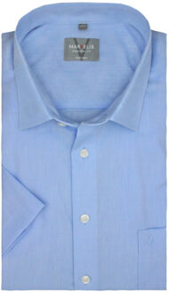 Heren chambray comfort overhemd met korte mouwen - maat 46 (XXL) Blauw