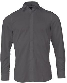 Heren chambray slim overhemd met lange mouwen - maat 43 (XL) Grijs