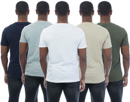 Heren Cheymore T-Shirt (5-pack) (Veelkleurig) Groen - S