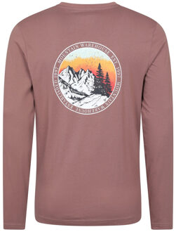 Heren Circle Mountain Sunset Grafisch T-shirt met lange mouwen (Bourgondië) - maat XS Bourgogne